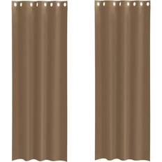 Gardiner & Tilbehør vidaXL Voile-gardiner Med Øskner 2 Stk Lysebrun