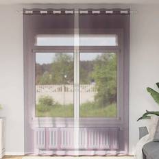 vidaXL Voile-gardiner med Øskner 140x300 cm Lilla 2 Stk