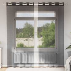 Mörkläggande Gardinlängder vidaXL Voile Gardiner Med Genomföringar 2 St Svart 140x225 cm