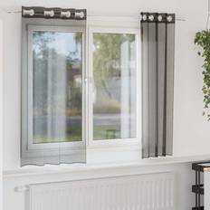 VidaXL Svarta Gardinlängder vidaXL Voile Gardiner Med Öljetter Set Of 2 140 x 175 cm