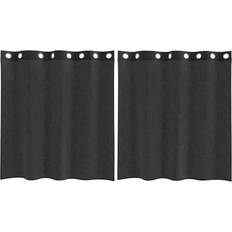 Svarta Gardinlängder vidaXL Voile Gardiner Med Genomföringar 2 St Svart 140x140 cm 140x140cm