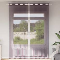 vidaXL Voile-gardiner med Øskner 140x260 cm Lilla 2 Stk