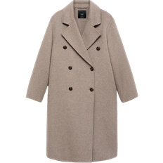 Mango Oversize Manteau Laine Fait Main - Marron Moyen