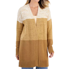 Women - XS Cardigans Style & Co Women's Open Front Colorblocked Cardigan - Beige