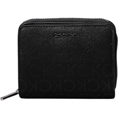 Synthetic Fabric Wallets Calvin Klein Logo Zip Around Wallet - Black Monogram