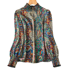 Multicolored Blouses Shein Plus Size Paisley Print Long Sleeve Casual Shirt For Autumn