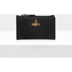 Vivienne Westwood Slim Flap Card Holder Saffiano Leather Plain - Black