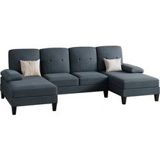 Ebern Designs Kennaya Dark Gray Sofa 106.3" 4 Seater