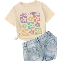 Babies T-shirts Children's Clothing Shein Baby Girl Casual Floral Print Elegant Comfortable Top, Summer