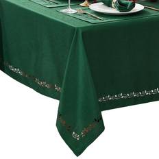 Elrene Holly Scroll Laser Cut Tablecloth Green (259.1x152.4cm)