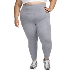 Nike One Women's High-Waisted 7/8 Leggings with Pockets Plus Size - Smoke Grey/Heather/Black