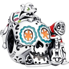Multicoloured - Women Charms & Pendants Pandora Disney Pixar Coco Miguel & Dante Skull Glow In The Dark Charm - Silver/Multicolour