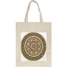 VAPOKF Reusable Grocery Tote Bag - Round Mandala Floral Pattern
