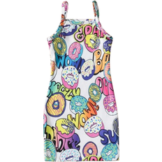 Shein Baby Girls' Donut & Letter Print Spaghetti Strap Dress