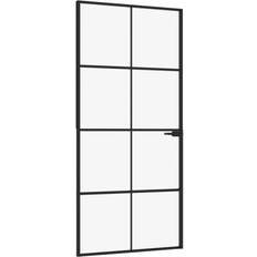 Aluminium Binnendeuren vidaXL Binnendeur 93 x 201.5 cm Gehard Glas En Aluminium Smal Zwart