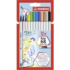 Stabilo Pen 68 Brush Felt Tip Pens 12-pack