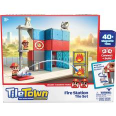 Bruder Byggleksaker Bruder Tile Town Brandstation Magnetiskt Byggset 46-delar
