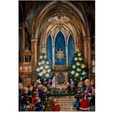 Alexander Taron Large religious advent calendar 24 doors to open in december each has a diffe Brown