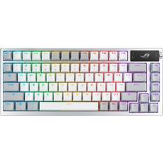 Sans pavé numérique (TKL) Claviers ASUS ROG Azoth Blanc RGB 2.4 GHz Bluetooth 5.1 USB 2.0