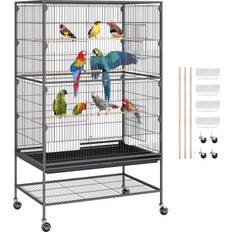 VEVOR 52 Inch Standing Large Bird Cage Wrought Iron Flight Parrots Macaw with Rolling Stand and Tray
