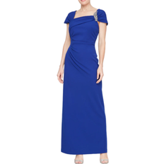 Alex Evenings Petite Scuba Crepe Cap Sleeve Dress - Royal