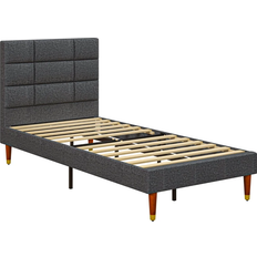 Single grey bed Homcom Upholstered Single with Slats 90x200cm