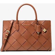Michael Kors Vävd Läder Axelväska Dam Medium - Brown