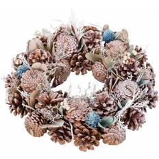 Blue Decorations BigBuy Home Blue and White Advent Wreath 30 x 8 x 30 cm Decoration 76.2cm