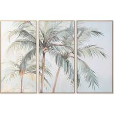 Home ESPRIT Refurbished Painting Green Palms 180 x 4 x 120 cm Set of 3 Wall Decor