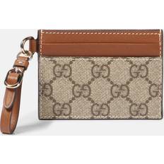 Beige Card Cases Gucci GG Canvas Leather Trimmed Card Case - Beige