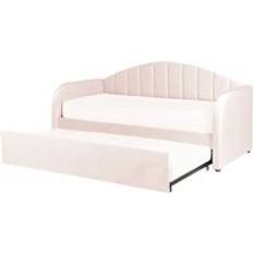 Beliani Slatted Velvet 90 x 200 cm Velvet Pastel Pink Frame Bed
