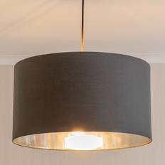 ValueLights Reni Large Charcoal Fabric with Metallic Chrome Silver Shade