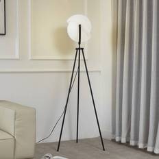 Lucande Floor Lamps & Ground Lighting Lucande Dreibein-Stehleuchte Helva 150 cm Weiß/Schwarz Bodenlampe