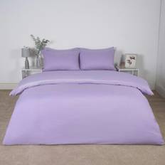 Brentfords Plain Pillowcase Bedding Set Single Duvet Cover Purple