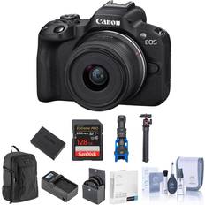 Canon Mirrorless Cameras Canon EOS R50 Camera, Black with RF-S 18-45mm f/4.5-6.3 Lens and Accessory Kit