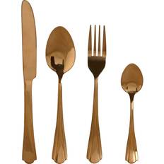 Home ESPRIT Gyldent Rustfrit Stål Sæt 2 x 0,4 x 24 cm Set of 16 Bestiksæt