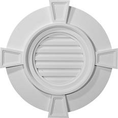 Roof Accessories Ekena Millwork White Round Gable Vent 24W x 24H x 1 1/8P