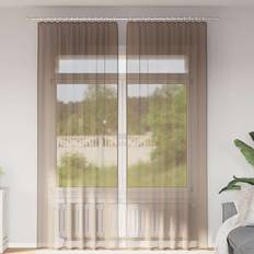 Curtains & Accessories vidaXL Voile Curtains with Loops 2 Pcs Light Brown 140x260 cm