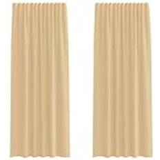 Curtains & Accessories vidaXL Voile Curtains with Loops 2 pcs Sand 140x225 cm