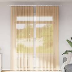 Gardiner & Tillbehör vidaXL Voile Gardiner Med Öglor 2 St Sand 140x260 cm