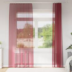 Gardiner & Tillbehör vidaXL Voile Gardiner Med Öglor 2 St Vinröd 140x245 cm