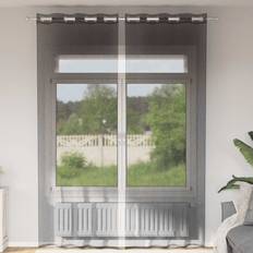 Svarta Gardinlängder vidaXL Voile Gardiner Med Genomföringar 2 St Svart 140x300 cm