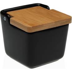 Versa Black Ceramic Salt Shaker with Lid 8.8 x 8.5 x 8.8 cm Spice Mill