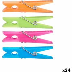 BigBuy Home Multicolour Plastic Clothes Pegs Set - 24 Pieces