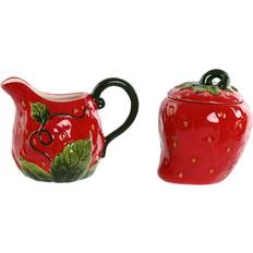 Opvaskemaskineegnede - Rød Sukkerskåle Home ESPRIT Mælkekande Og Rød Stentøj 15 x 10 x 11 cm 2 Dele Sukkerskål