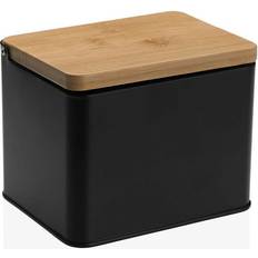 Bambú Molinillos de especias Versa Salero Negro C/Tapa Madera 11 x 11 x 14 cm Molinillo de especias