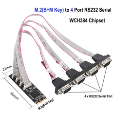 Controller Cards Spactz LLhappy-M.2 M+B Key to 4x RS232 Adapter