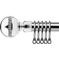 Chrome Curtain Rods New Edge Blinds Bejeweled Extendable Metal Curtain Pole Set 160-300 cm