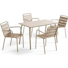 Métal Ensembles repas de patio Oviala Gartenset Taupe 4 Sesseln Essgruppe