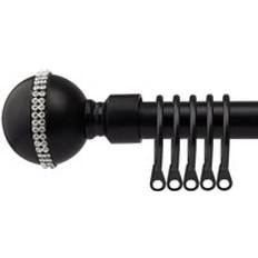 Black Curtain Accessories New Edge Blinds Bejeweled Extendable Metal Curtain Pole Set 120 cm 210 cm